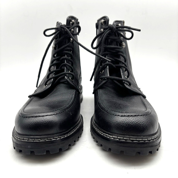NEW Steve Madden P-STYLEN Black Leather Moc Toe Lace Up Zip Boots Men 7B